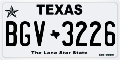 TX license plate BGV3226