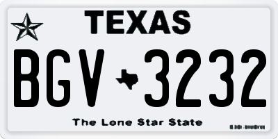 TX license plate BGV3232