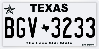TX license plate BGV3233
