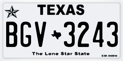 TX license plate BGV3243
