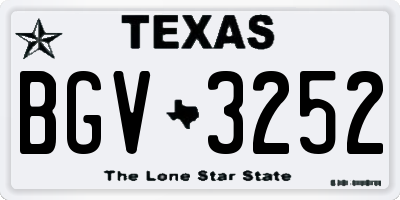TX license plate BGV3252