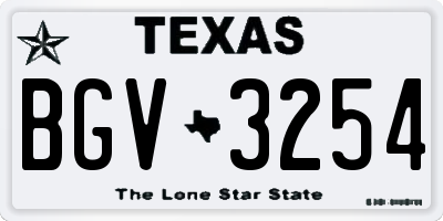 TX license plate BGV3254