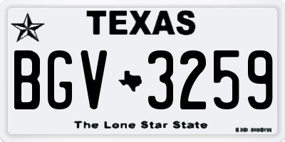 TX license plate BGV3259