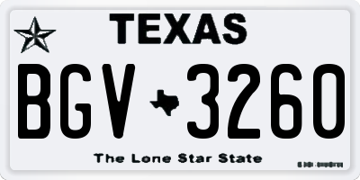 TX license plate BGV3260