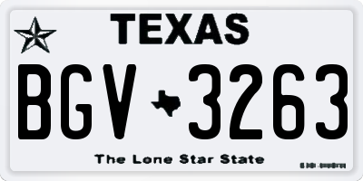 TX license plate BGV3263