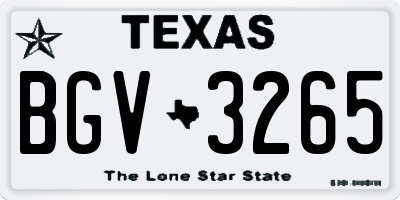 TX license plate BGV3265