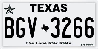 TX license plate BGV3266