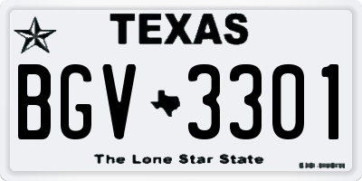 TX license plate BGV3301