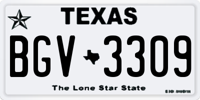 TX license plate BGV3309