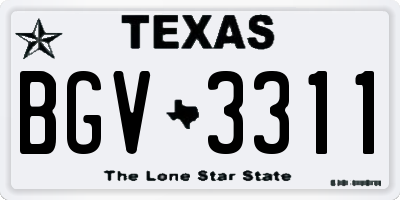 TX license plate BGV3311