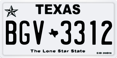 TX license plate BGV3312
