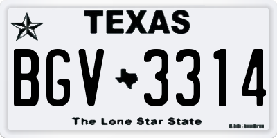 TX license plate BGV3314