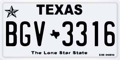 TX license plate BGV3316