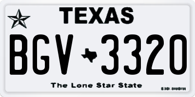 TX license plate BGV3320