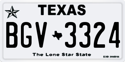 TX license plate BGV3324