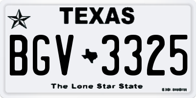 TX license plate BGV3325