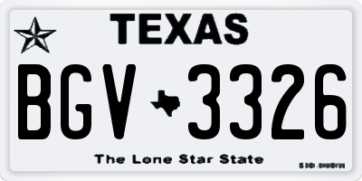 TX license plate BGV3326