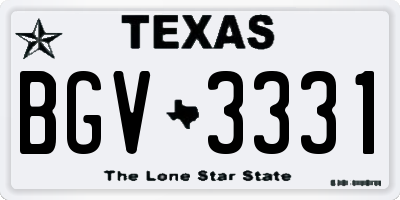 TX license plate BGV3331