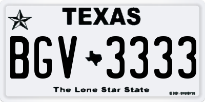 TX license plate BGV3333