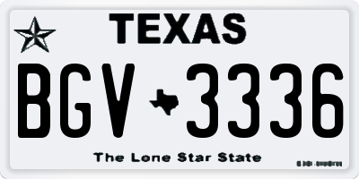 TX license plate BGV3336