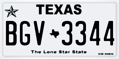 TX license plate BGV3344