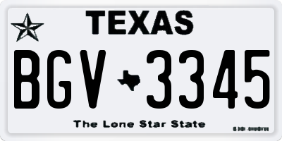 TX license plate BGV3345