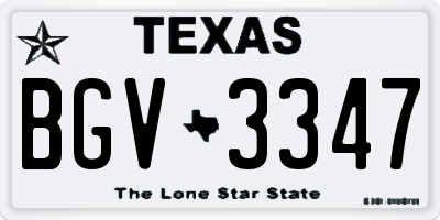 TX license plate BGV3347