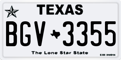 TX license plate BGV3355