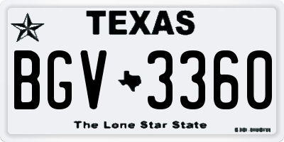 TX license plate BGV3360