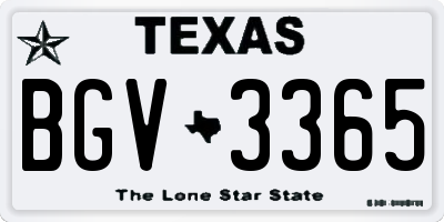 TX license plate BGV3365