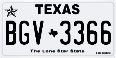 TX license plate BGV3366