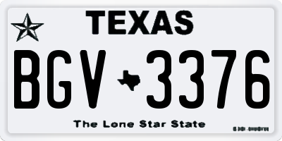 TX license plate BGV3376