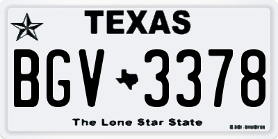 TX license plate BGV3378