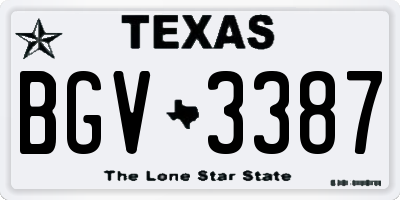 TX license plate BGV3387