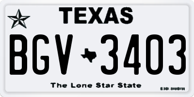 TX license plate BGV3403