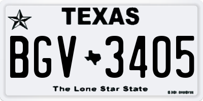 TX license plate BGV3405