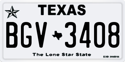 TX license plate BGV3408