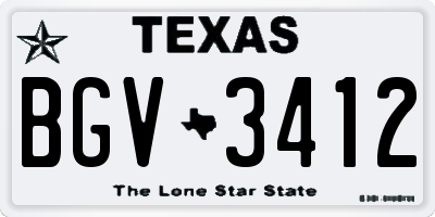 TX license plate BGV3412