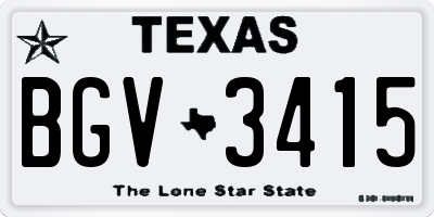 TX license plate BGV3415