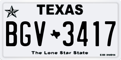 TX license plate BGV3417