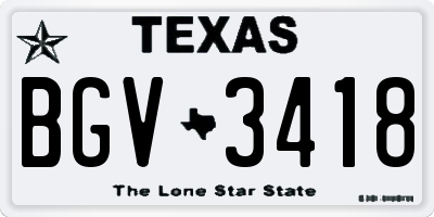 TX license plate BGV3418