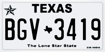 TX license plate BGV3419