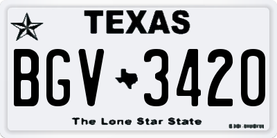 TX license plate BGV3420