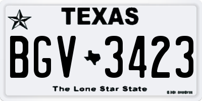 TX license plate BGV3423