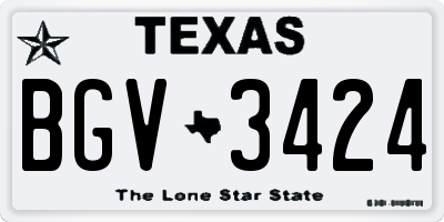 TX license plate BGV3424