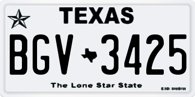 TX license plate BGV3425