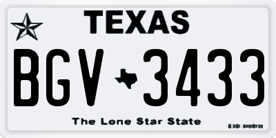 TX license plate BGV3433
