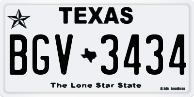 TX license plate BGV3434