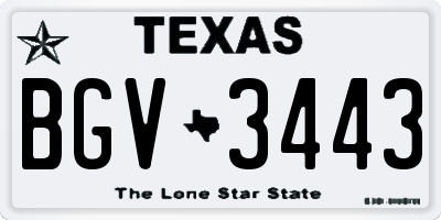 TX license plate BGV3443