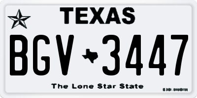 TX license plate BGV3447